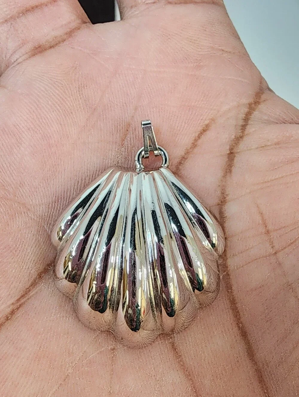 Vintage Monet Silver Tone Shell Pendant Clip Earrings Set
